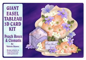 Giant Easel Tableau 3D Card Kit - Peach Roses & Clematis