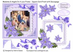 Madonna & Angels in a Lace Frame - Square Card Front