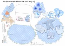 Mini Easel Tableau 3D Card - New Baby Boy