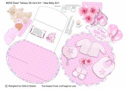Mini Easel Tableau 3D Card - New Baby Girl