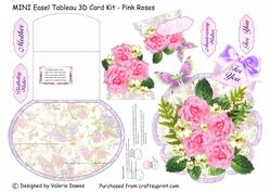 Mini Easel Tableau 3D Card - Pink Roses