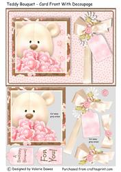 Teddy Bouquet - Card Front with Decoupage