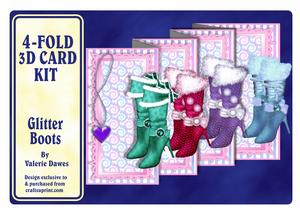4-fold Card Kit - Glitter Boots
