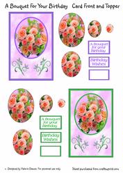 A Bouquet for Your Birthday. Card Front and Topper