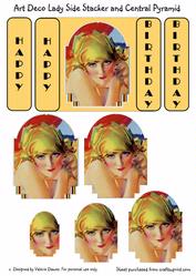 Art Deco Lady Side Stacker and Central Pyramid