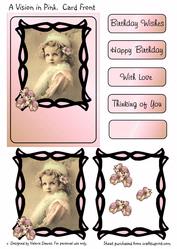 A Vision in Pink. Birthday Card Front.