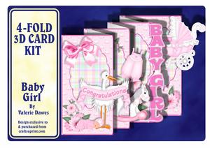4-fold Card Kit - Baby Girl