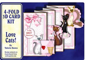 4-fold Card Kit - Love Cats!