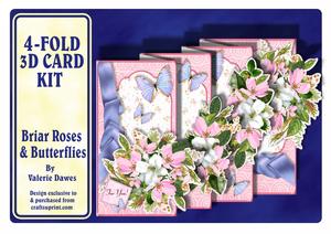 4-fold Card Kit - Briar Roses & Butterflies