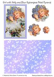 Girl with Hydrangeas and Holly Petal Pyramid