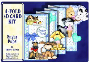 4-fold 3D Card Kit - Sugar Pups!