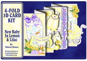 4-fold Card Kit - New Baby in Lemon & Lilac