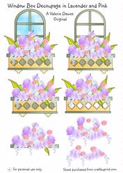 Window Box Decoupage in Lavender and Pink