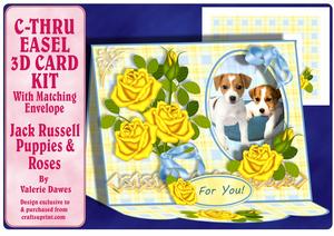 C-thru Easel 3D Card Kit - Jack Russell Puppies & Roses
