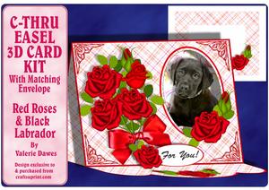 C-thru Easel 3D Card Kit - Red Roses & Black Labrador