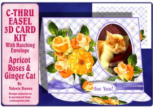 C-thru Easel 3D Card Kit - Apricot Roses & Ginger Cat