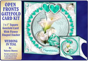 Open Fronts 7x7" Gatefold Card Kit - Wedding in Teal