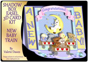 Shadow Box Easel Card Kits - New Baby Train
