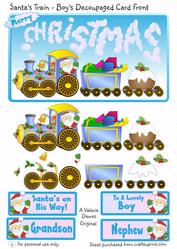 Santa's Train - Decoupaged Card Front