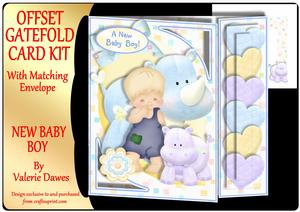 Offset Gatefold Card Kit - New Baby Boy