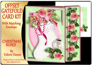 Offset Gatefold Card Kit - Christmas Roses
