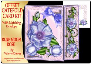 Offset Gatefold Card Kit - Blue Moon Rose