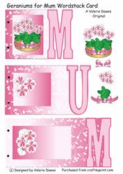 Geraniums for Mum Wordstack Card