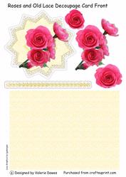 Roses and Old Lace Decoupage Card Front
