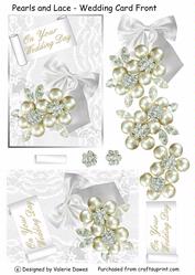 Pearls and Lace Wedding Card Front