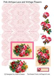 Pink Antique Lace and Vintage Flowers
