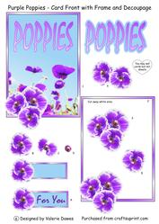 Purple Poppies - Card Front with 3D Frame and Decoupage