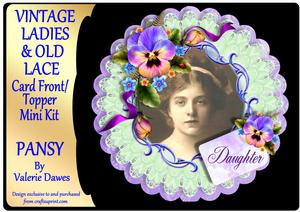 Ladies & Lace - Card Front/topper Mini Kit - Pansy