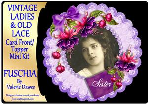 Ladies & Lace - Card Front/topper Mini Kit - Fuschia