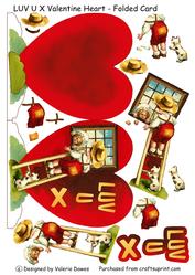 Luv U x Valentine Heart - Folded Card