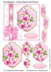 Pink Magnolias - 6 Inch Card Front with Stacker Elements