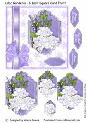 Lilac Gardenia - 6 Inch Card Front Wiith Stacker Elements