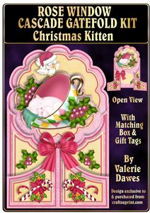 Rose Window Cascade Gatefold - Christmas Kitten