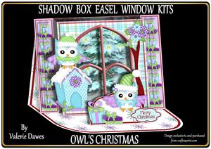 Shadow Box Easel Windows 3D Kit - Owl's Christmas