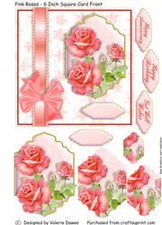 Pink Roses - 6 Inch Card Front with Stacker Elements