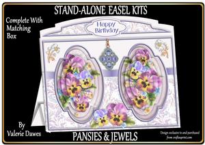 Stand-alone Easel Card Kit - Pansies & Jewels