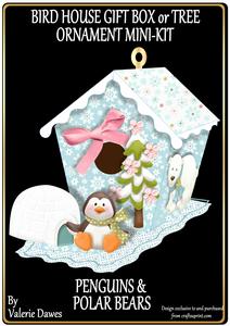 Bird House Gift Box or Tree Ornament- Penguins & Polar Bears