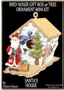 Bird House Gift Box or Tree Ornament- Santa's House