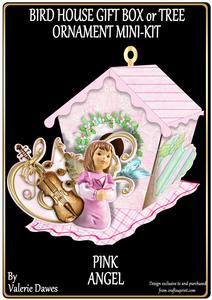 Bird House Gift Box or Tree Ornament- Pink Angel