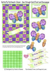 Butterfly Patchwork in Green - See-through Card Front and Decoupage