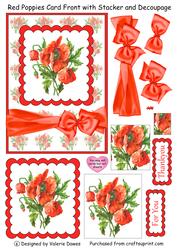 Red Poppies - Card Front with Stacker and Decoupage