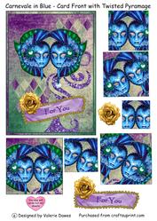 Carnevale in Blue - Card Front with Twisted Pyramage