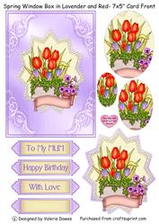 Spring Window Box in Lavender and Red - 7x5" Card Front