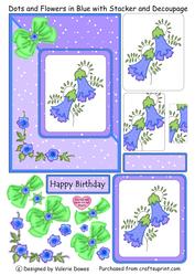 Dots and Flowers in Blue with Stacker and Decoupage