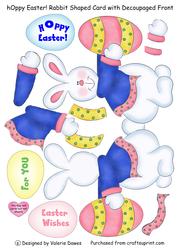 Hoppy Easter - Rabbit Shaped Card with Decoupaged Front