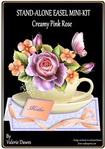 Teacups & Flowers Stand Alone Easel Kit - Creamy Pink Rose